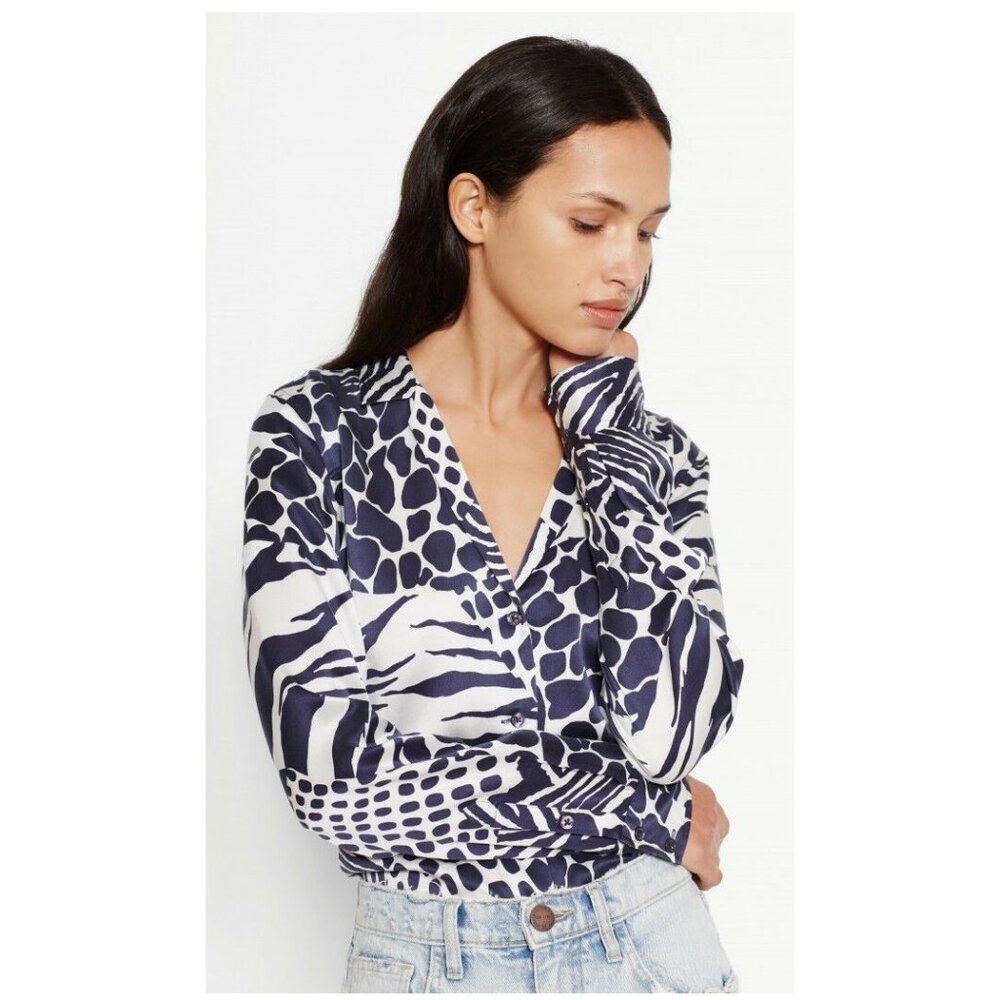 100% Silk Equipment Animal Print Blouse Size Small
